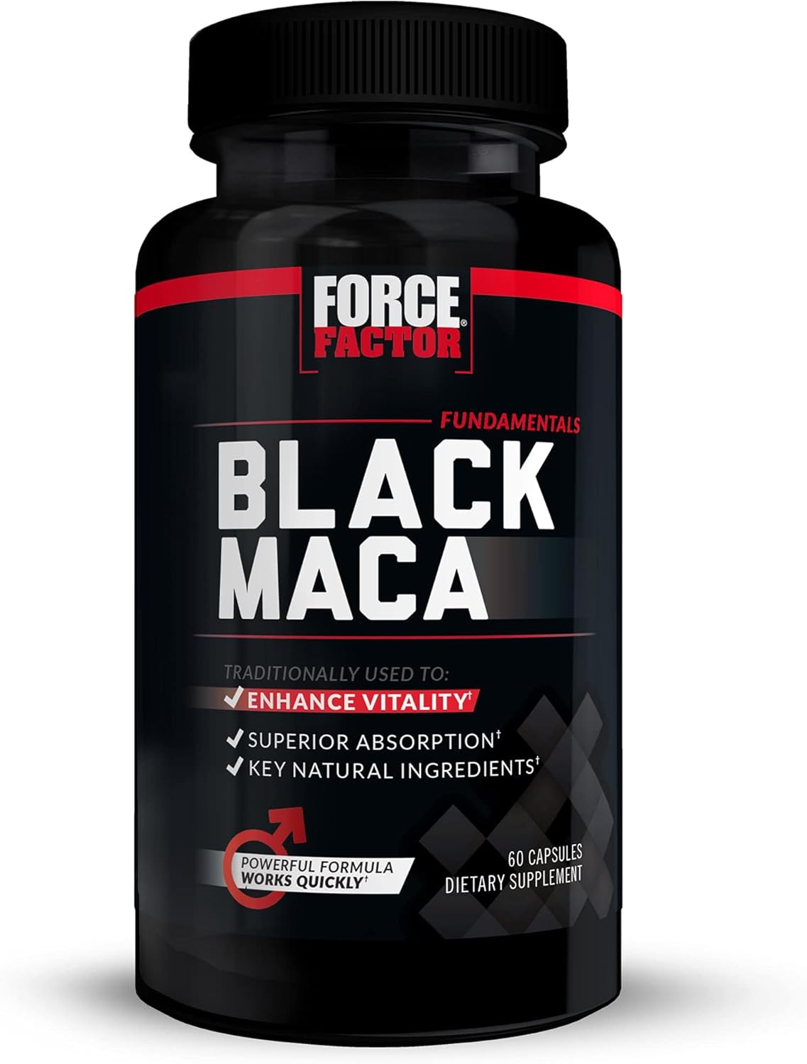 Force Factor Black Maca Root Vitality for Men 1000mg, 60 Capsules