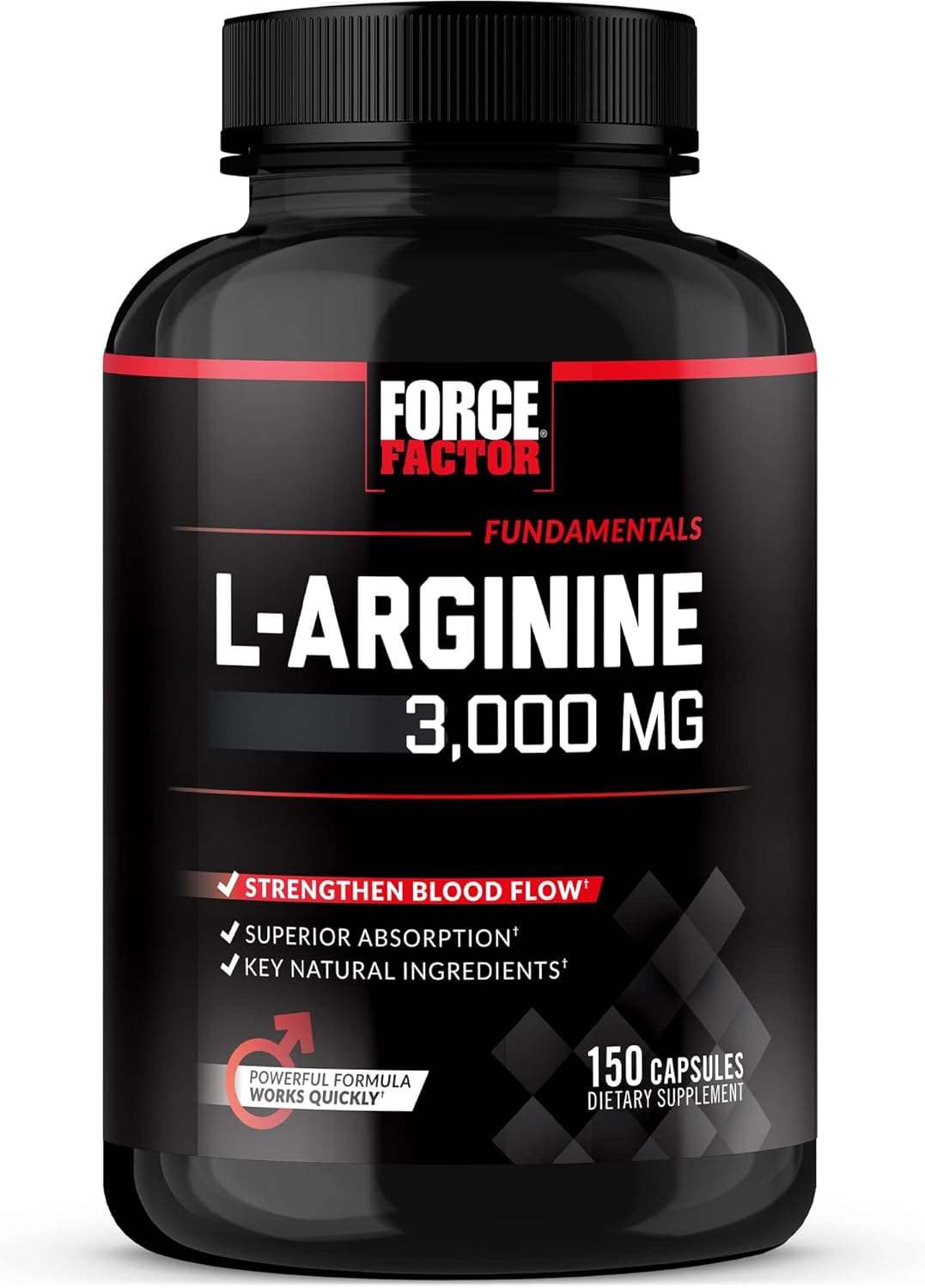 Force Factor L-Arginine Nitric Oxide BioPerine - 3000mg - 150 Capsules