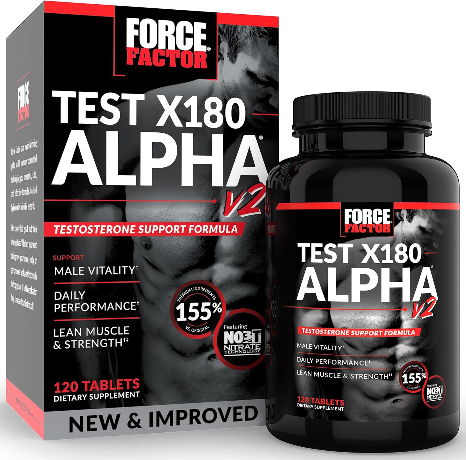 Force Factor Test X180 Alpha v2 T-Support for Men - 120 Tablet