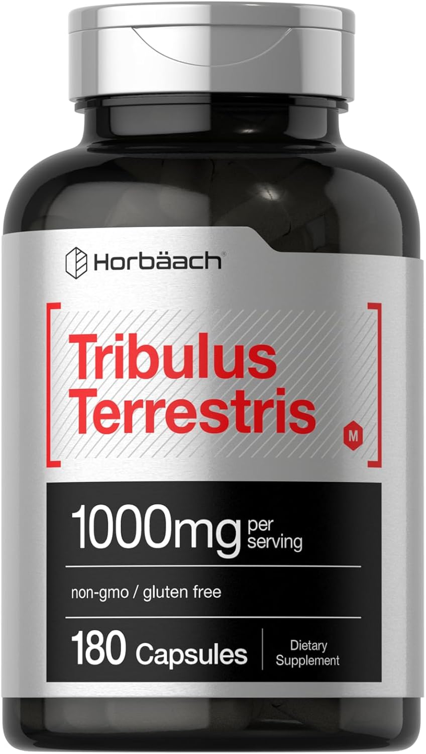 Horbaach Tribulus Terrestris for Men 1000mg 180 Capsules Non-GMO and Gluten Free