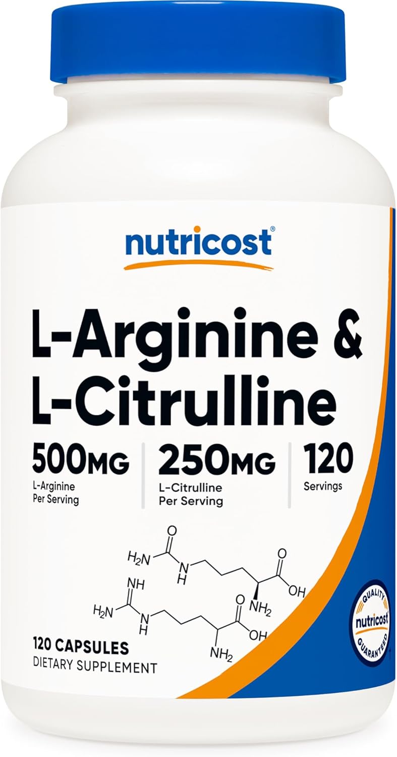 Nutricost L-Arginine(Arjinin) L-Citrulline(Sitrulin) Complex 750mg, 120 Caps
