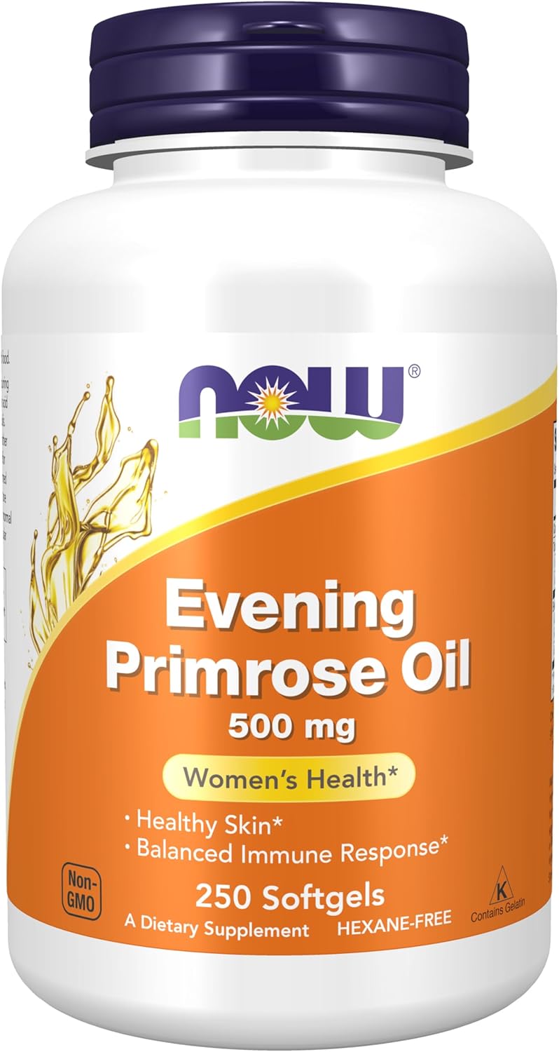 NOW Foods Evening Primrose Oil 500 mg with Healthy skin Naturally Occurring GLA (Gamma-Linolenic Acid), 250