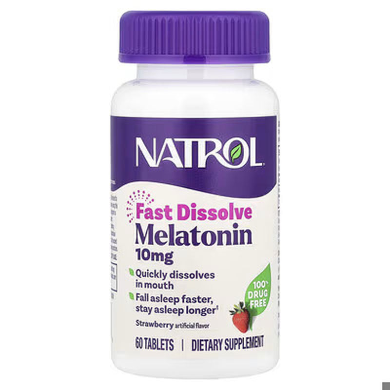Natrol Fast Dissolve Melatonin 10mg Tablet - Strawberry Flavor, 60 Count Sleep Support Tablet