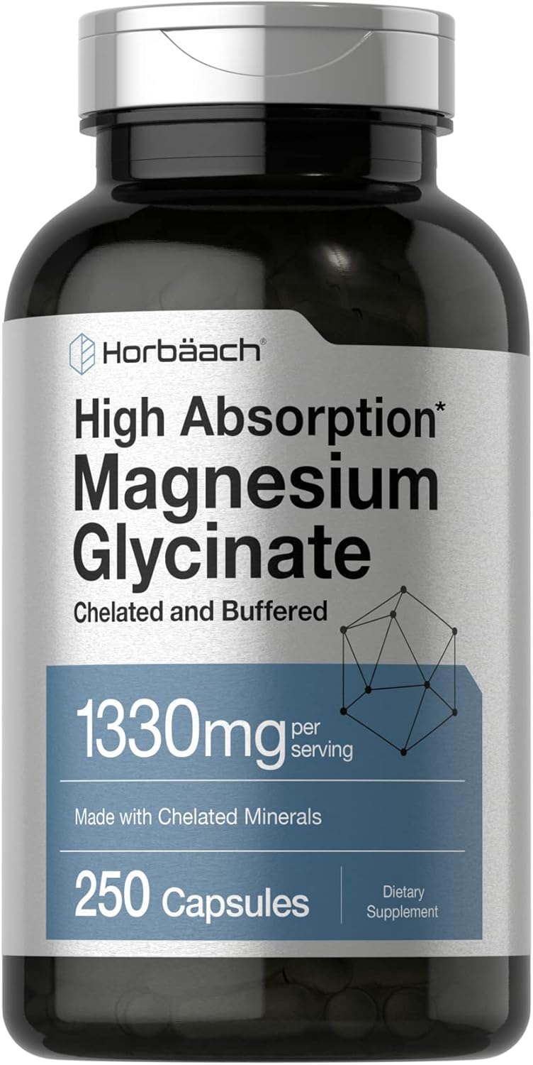 Horbaach High Magnesium Magnezyum Glycinate Glisinat with Chelated Minerals  1330mg 250 Caps