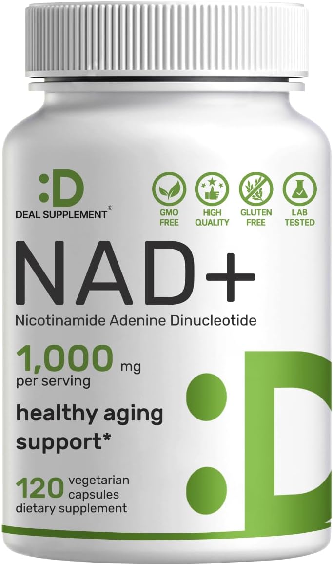 Deal Supplement NAD+ Women & Men Promote Energy, Anti-Aging Cell Regeneration 1000mg 120 Veggie Caps