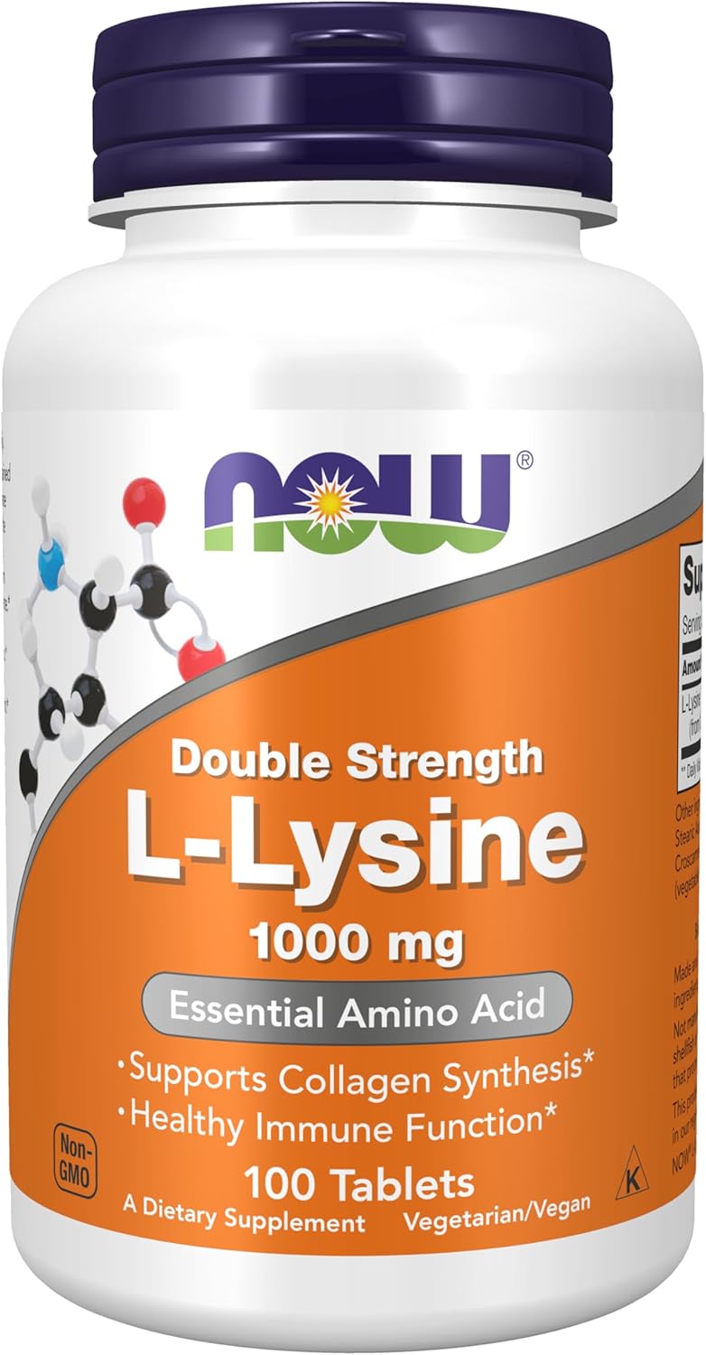 NOW Foods, Double Strength L-Lysine(Lizin) Çift Güçlü, Amino Asit 1,000 mg, 100 Tablet