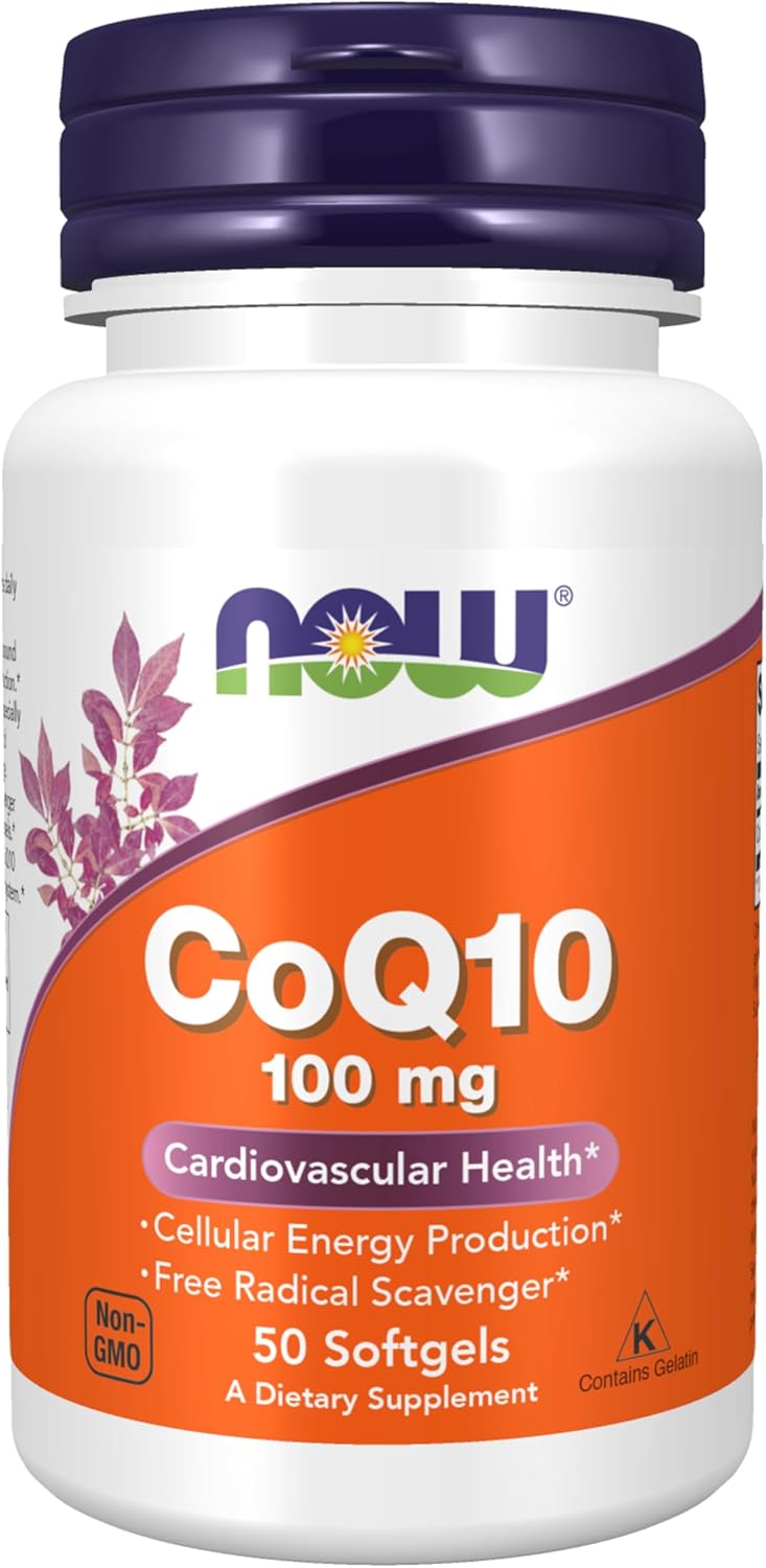 NOW Foods, CoQ10 Coenzyme Koenzim Grade Cardiovascular Health 100 mg, 50 Softgels