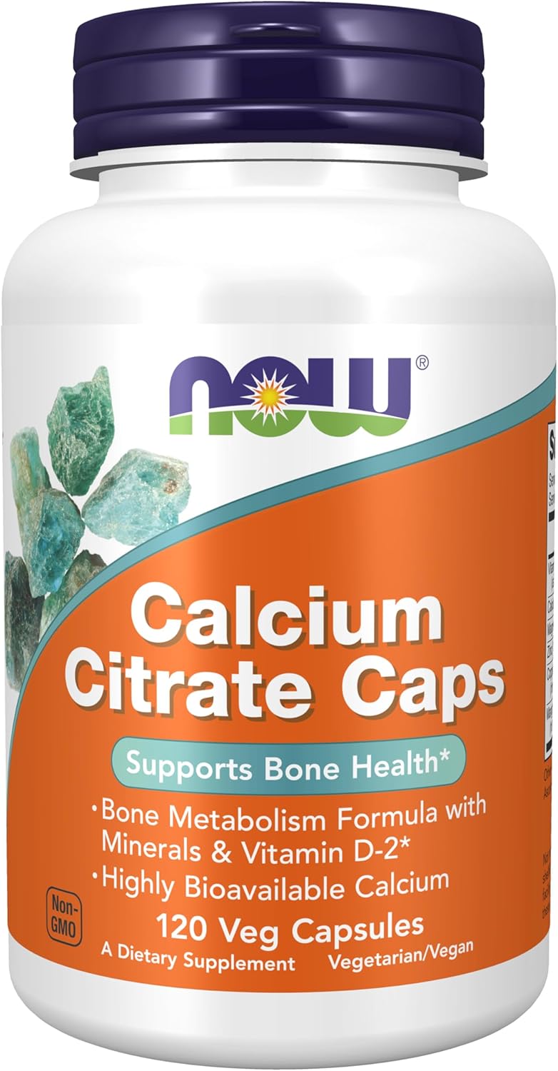 NOW Foods Calcium(Kalsiyum) Citrate Vitamin D2, Magnesium, Zinc, Copper, and Manganese 120 Veg Caps
