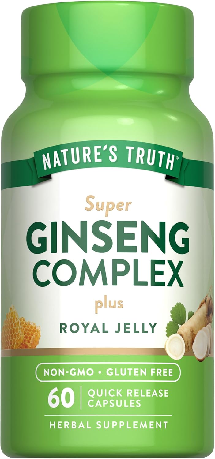 Nature's Truth Super Ginseng Complex Korean Ginseng+American Ginseng with Royal Jelly 60 Caps