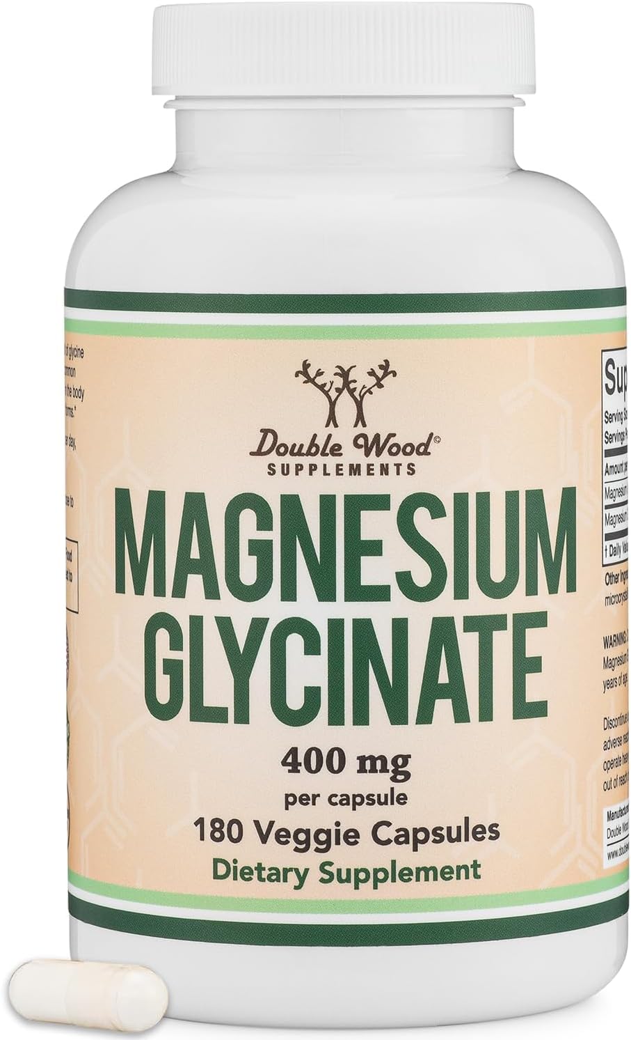 DOUBLE WOOD Magnesium Magnezyum Glycinate 180 Caps