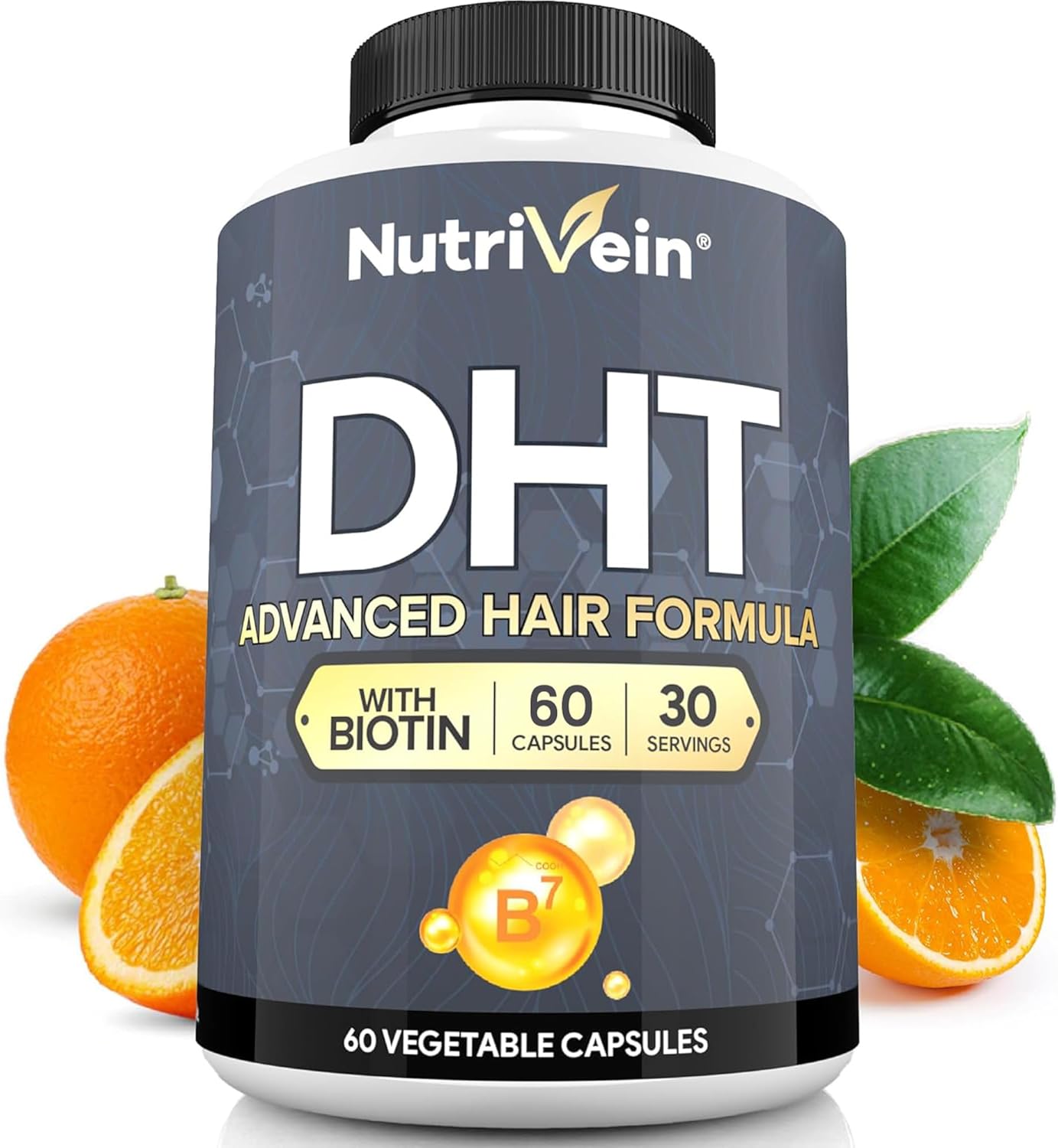 Nutrivein DHT Blocker with Biotin Hair Supplement Saw palmetto+Resveratrol 60 Caps