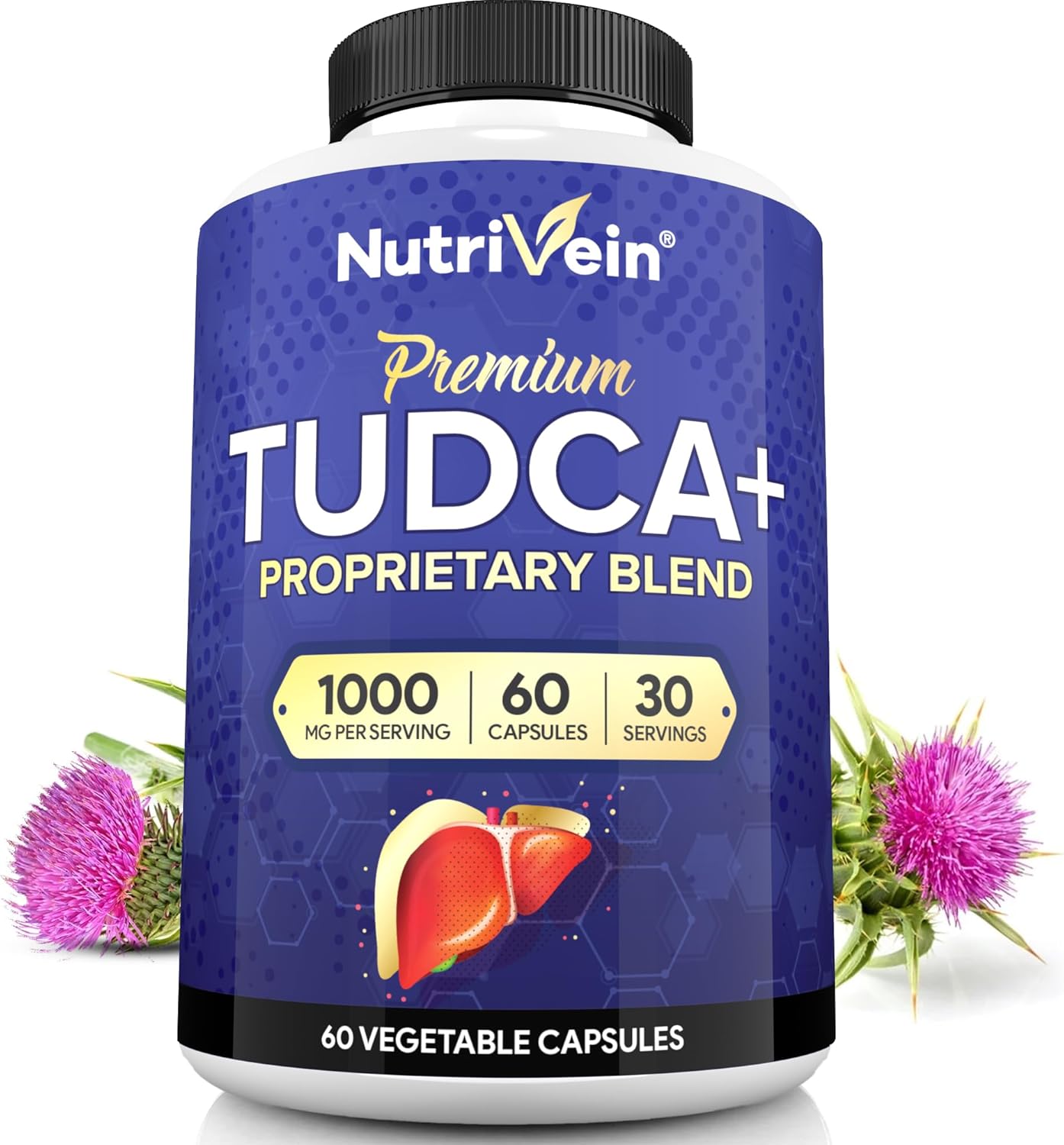 Nutrivein TUDCA+Milk Thistle Liver Wellness Support Supplement 1000 MG - 60 Caps