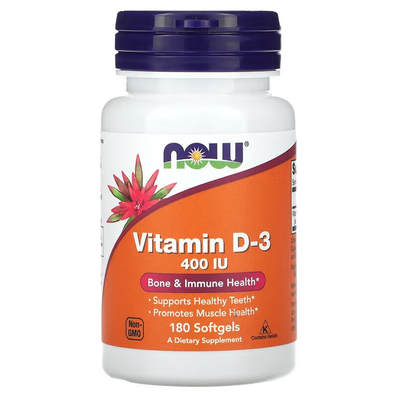 NOW Foods, Vitamin D3, 400 IU, 180 Softgels
