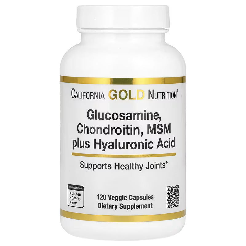 California Gold Nutrition, Glucosamine Glukozamin Chondroitin, MSM plus Hyaluronic 120 Veggie Caps