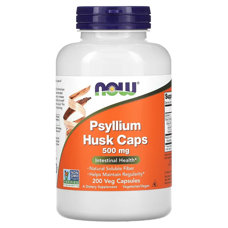 NOW Foods Psyllium Hush Fiber Gut Health 500 mg 200 Vegetable Caps