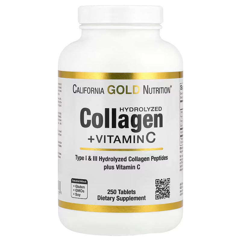 California Gold Nutrition, Hydrolyzed Collagen + Vitamin C, Type I & III, 250 Tablet