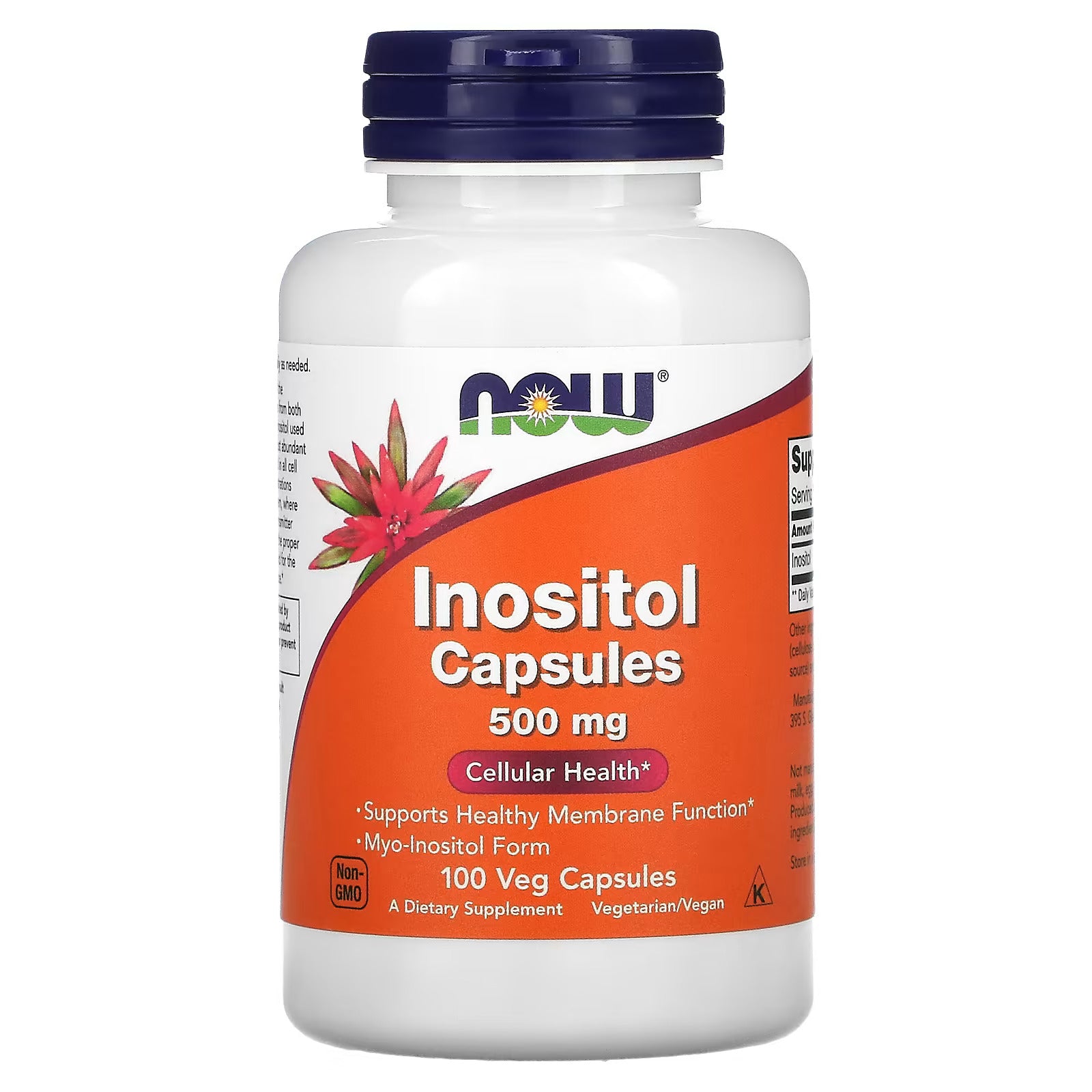 NOW Foods Inositol 500 mg, Healthy Membrane Function Cellular Health 100 Veg Caps