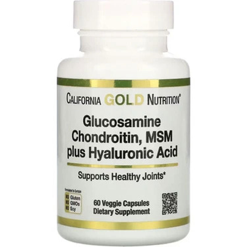 California Gold Nutrition, Glucosamine Glukozamin Chondroitin, MSM plus Hyaluronic 60 Veggie Caps