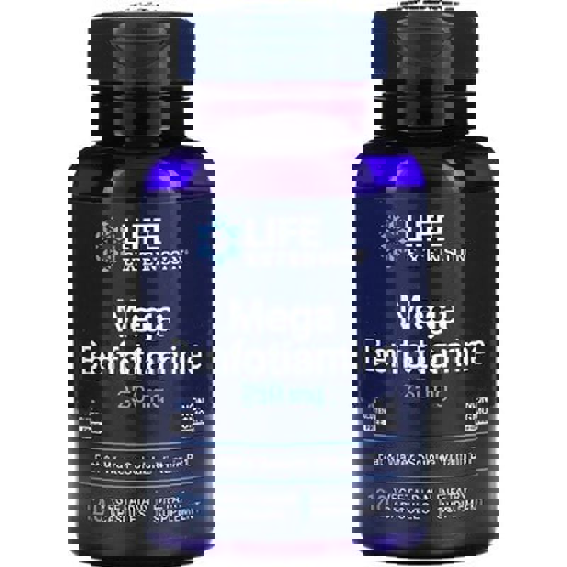 Life Extension Mega Benfotiamine 250 mg Ultra-bioavailable Vitamin B1 120 Caps