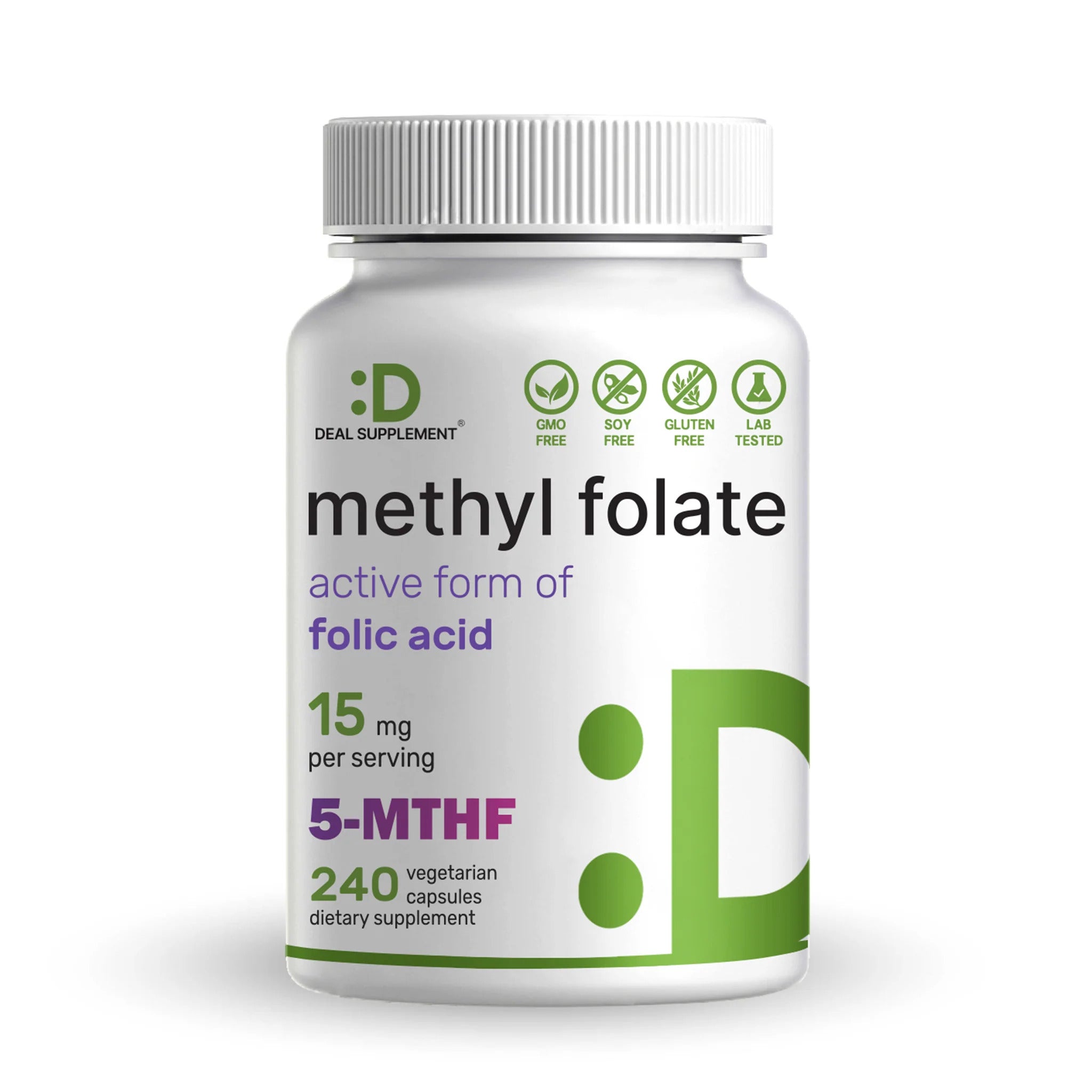 Deal Supplement L Methylfolate 15mg 25,000 Per Serving, 240 Veggie Capsules