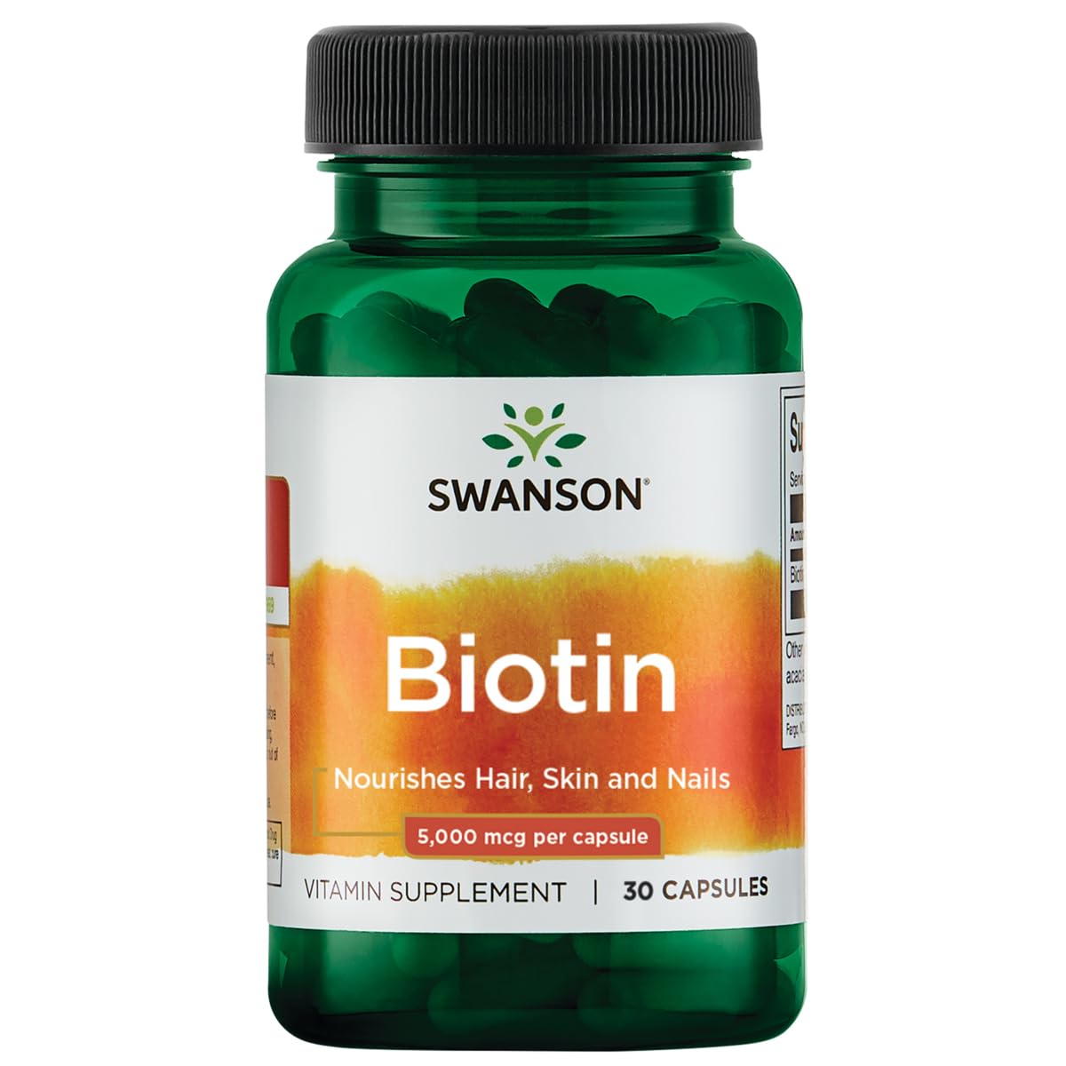 Swanson Biotin Hair B7 Vitamin 5000 mcg 30 Capsules