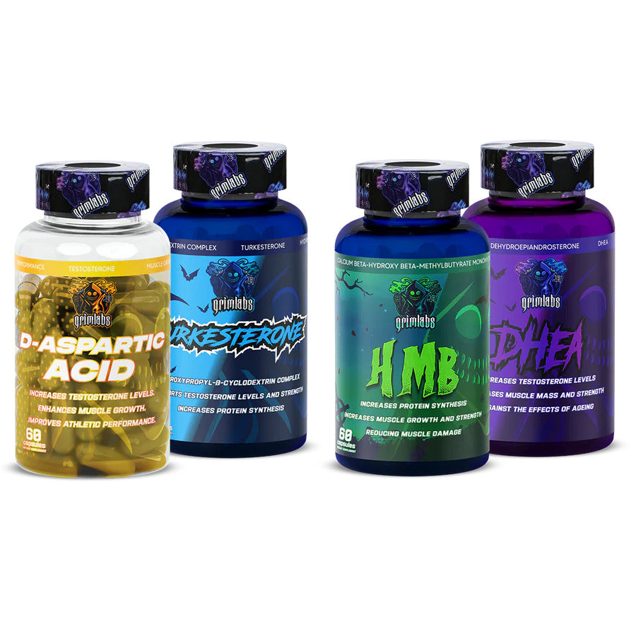 Grimlabs Ultimate Androgen Stack - DAA Aspartic Acid & Turkesterone & HMB & DHEA