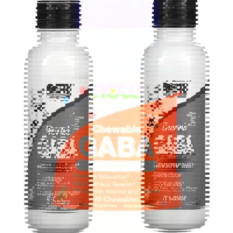 NOW Foods, Chewable GABA+TAURİNE+THEANİNE+İNOSİTOL 700 Mg Natural Orange Flavor, 90 Chewables