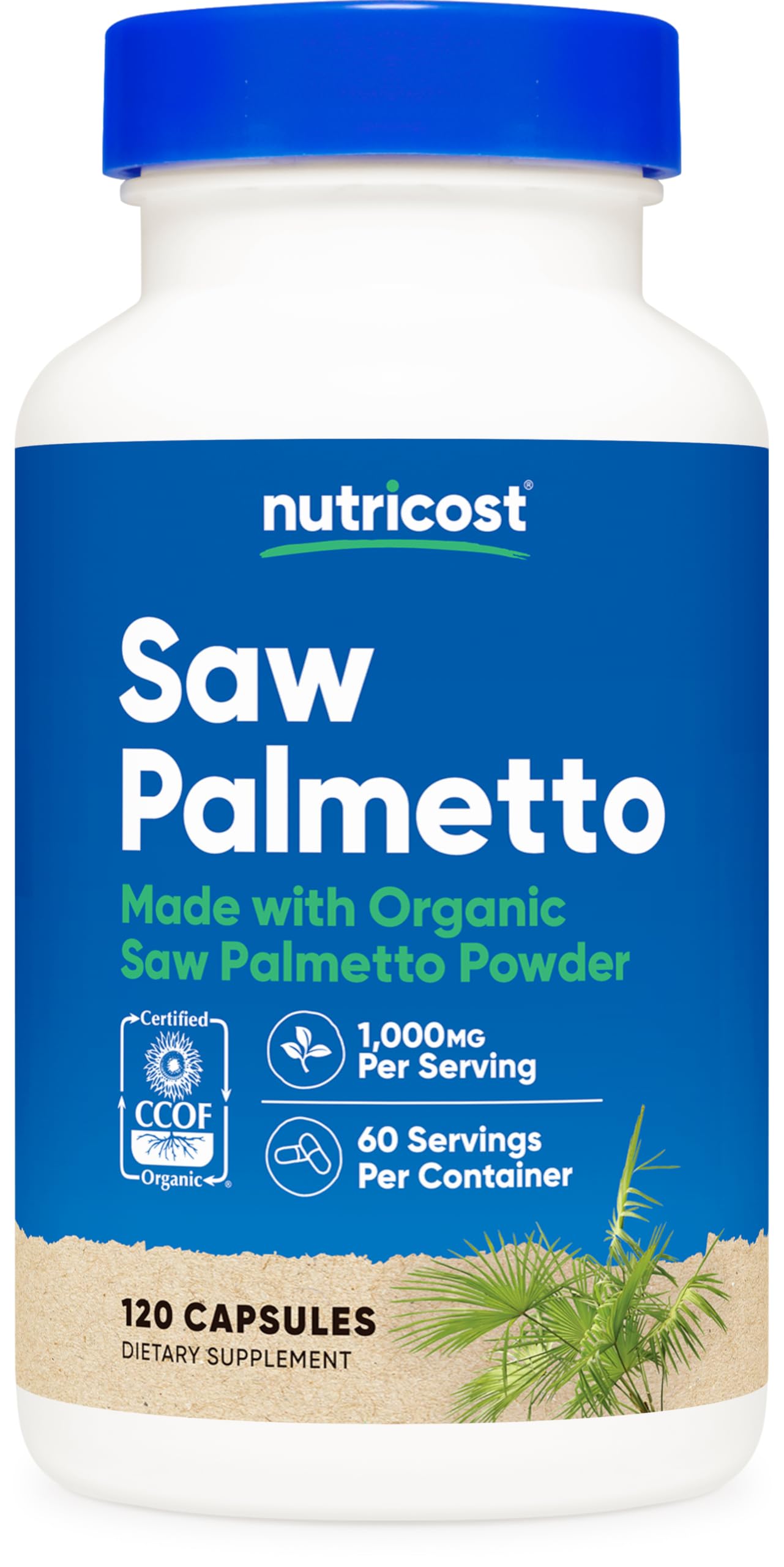 Nutricost Made With Organic Saw Palmetto 1000 Mg 120 Caps CİLT + SAÇ DESTEĞİ