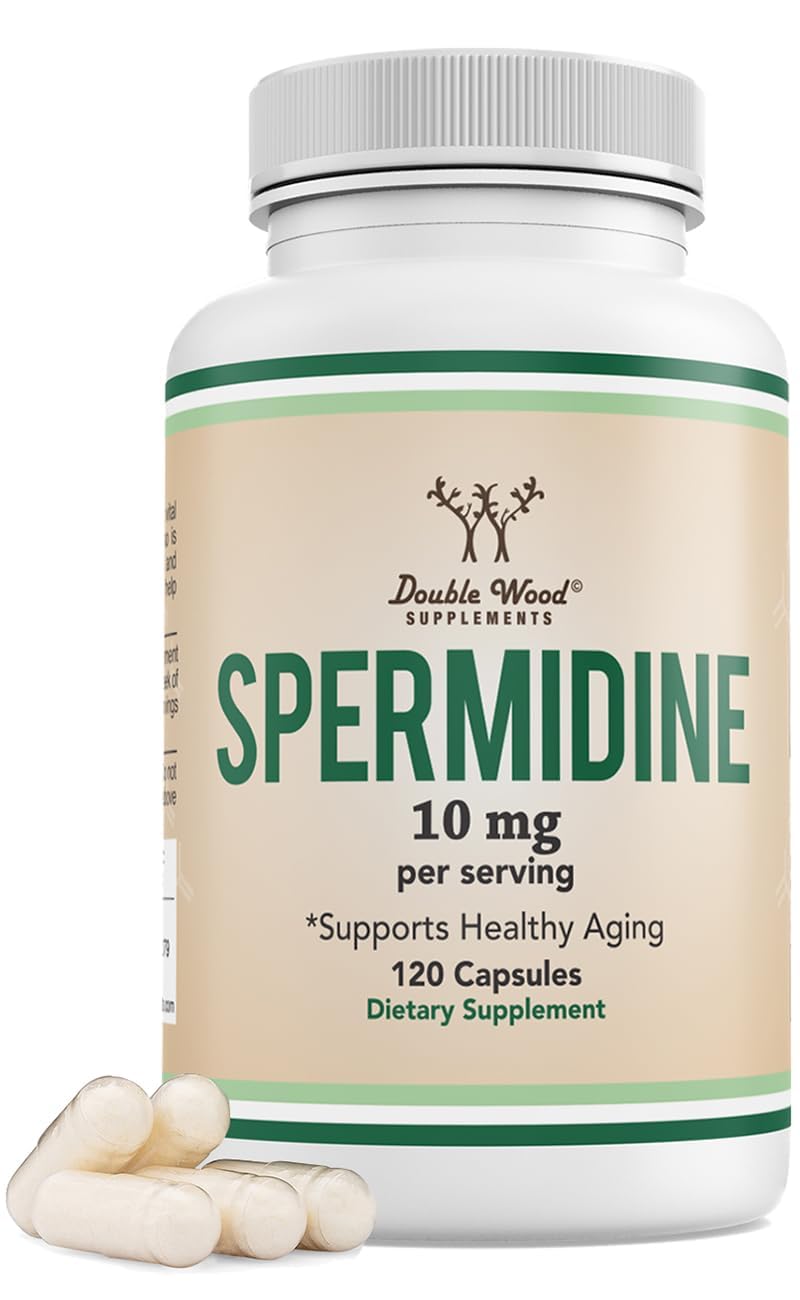 DOUBLE WOOD Spermidine 3HCL Over 100x More Potent Than Wheat Germ Extract for Cell Membrane, Telomere Health and Aging