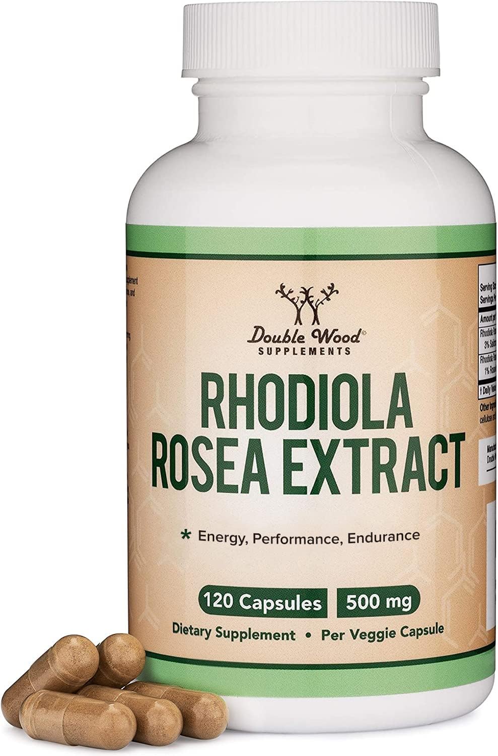 Double Wood Rhodiola Rosea Extract 500mg 120 Vegan Capsul