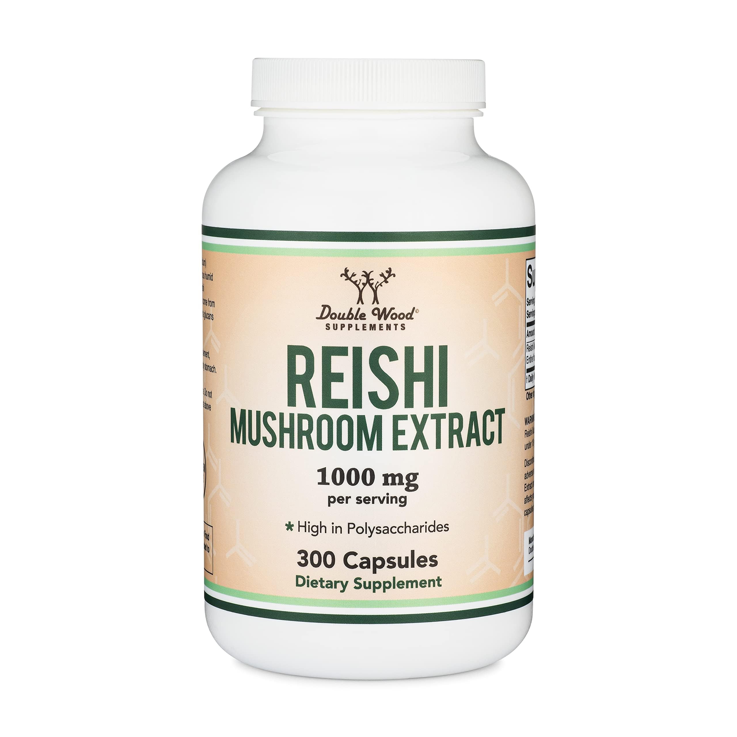DOUBLE WOOD Reishi Mushroom Extract (Mantar özü takviyesi) 1000 Mg 300 Caps