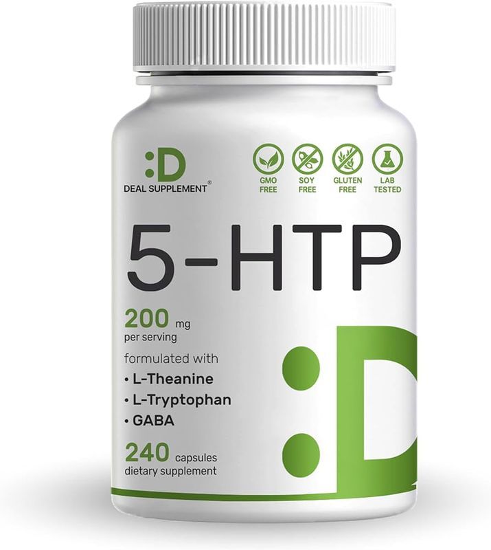 Deal Supplement 5-HTP theanine Gaba 200mg Per Serving, 240 Capsules