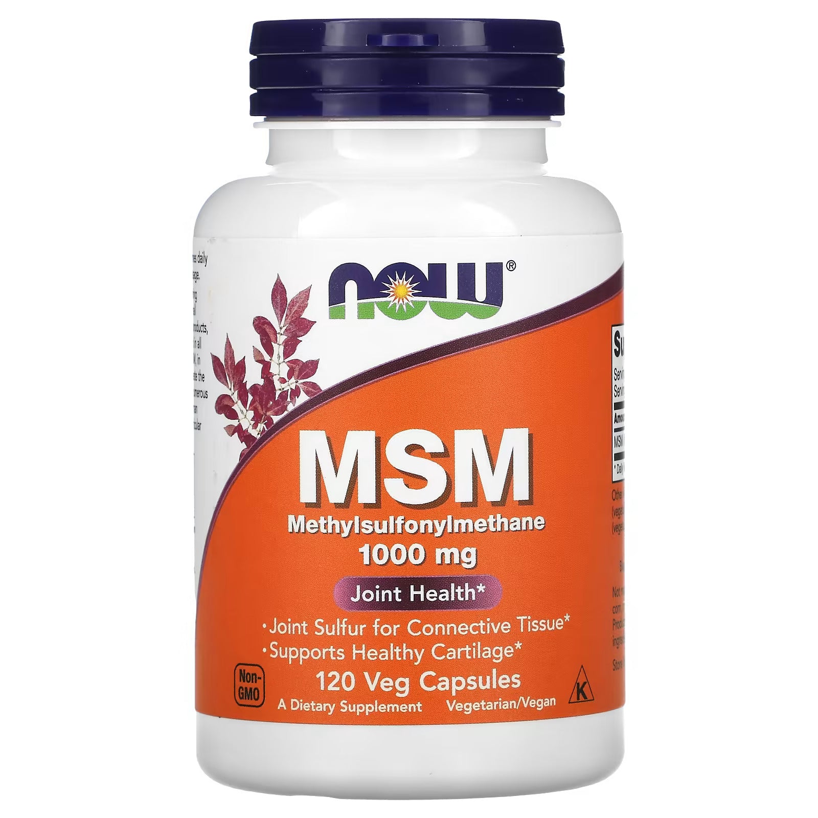 NOW Foods MSM Methylsulfonylmethane 1,000 mg 120 Veg Capsules