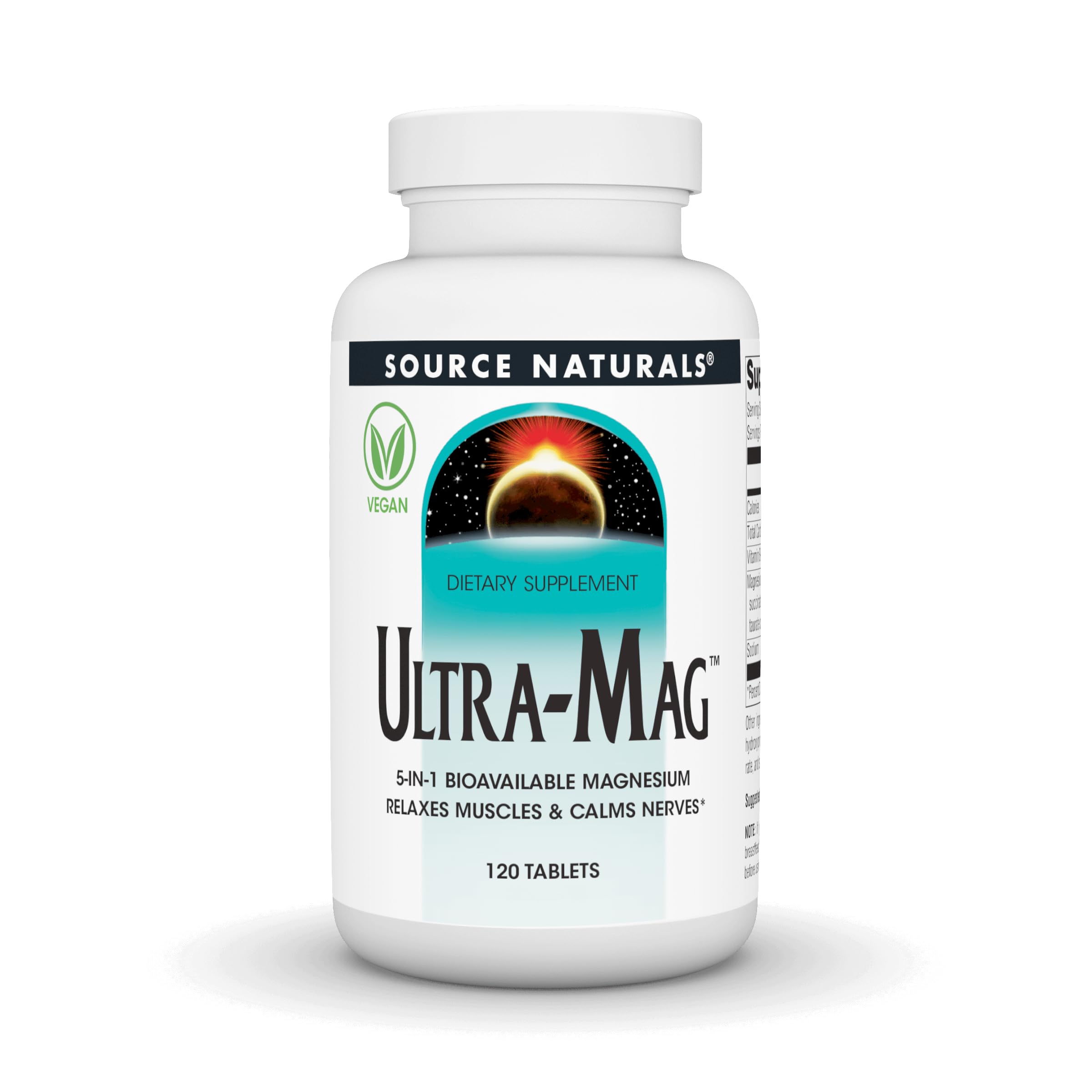 Source Naturals Ultra-Mag+B6 (Magnesium Citrate+Glycinate+Malate+Taurate Complex) 120 Tablets