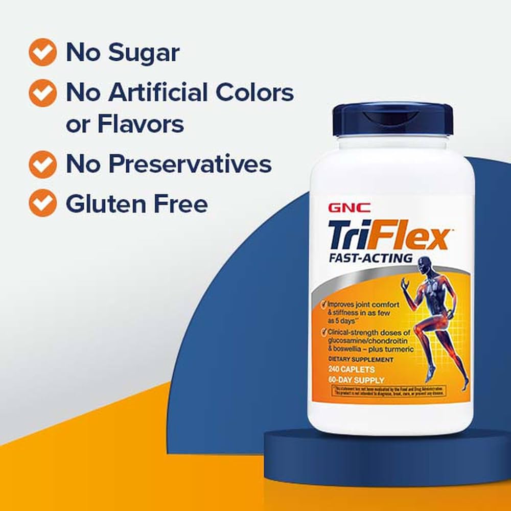 Gnc Triflex Fast-Acting 240 Caplets - glukozamin , boswellia , msm , chondroitin)