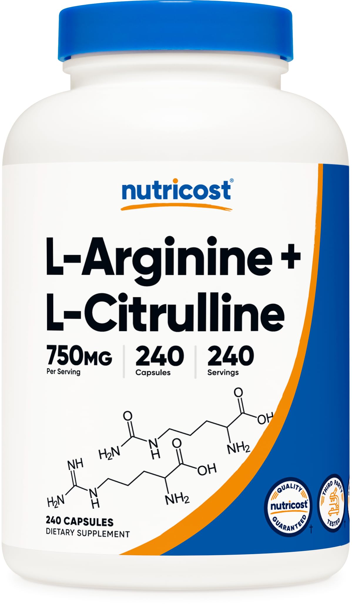 Nutricost L-Arginine Arjinin L-Citrulline Sitrulin Complex 750mg 240