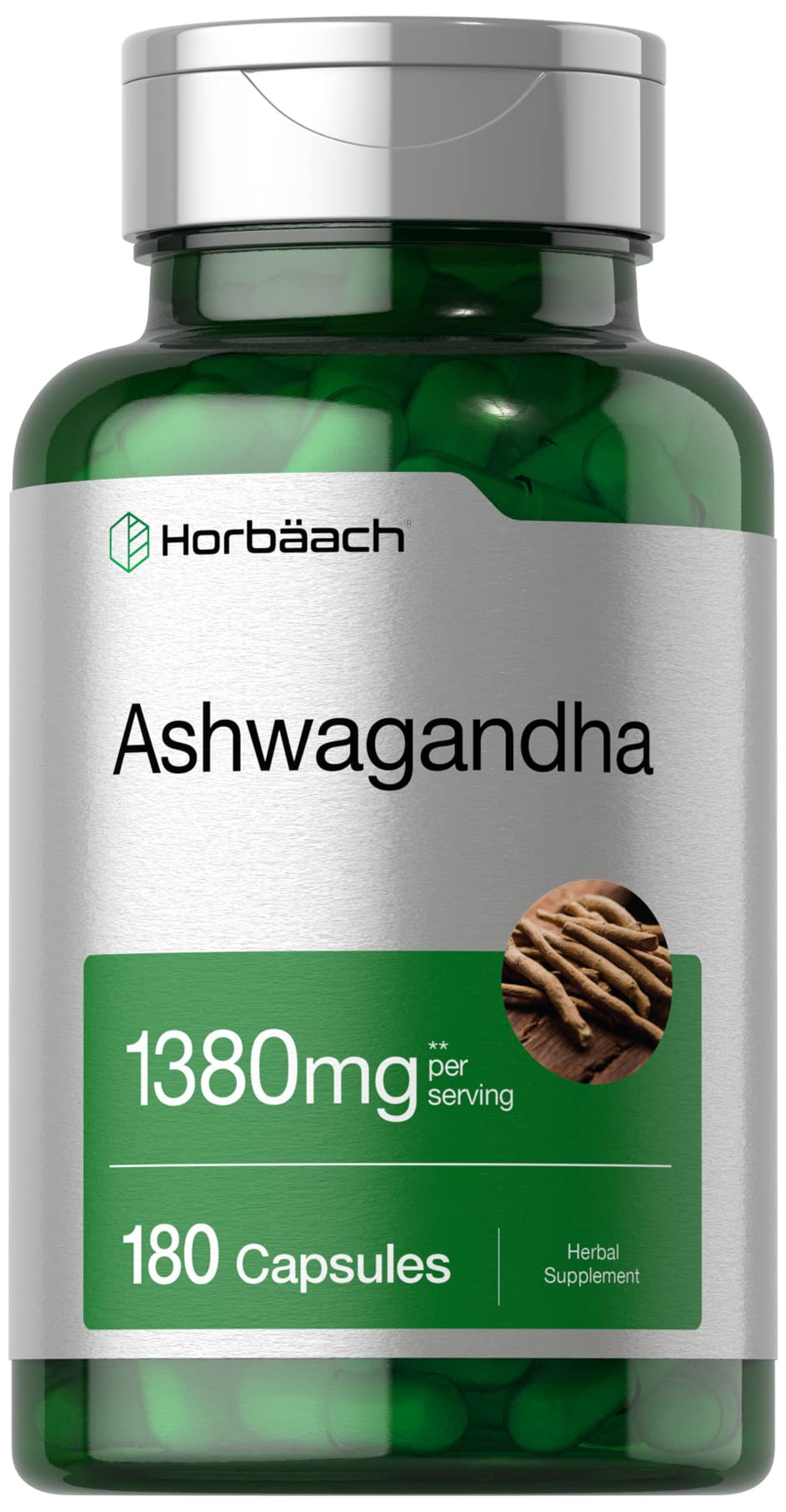 Horbaach Ashwagandha Supplement | 180 Capsules | for Women and Men | Herbal Root Extract