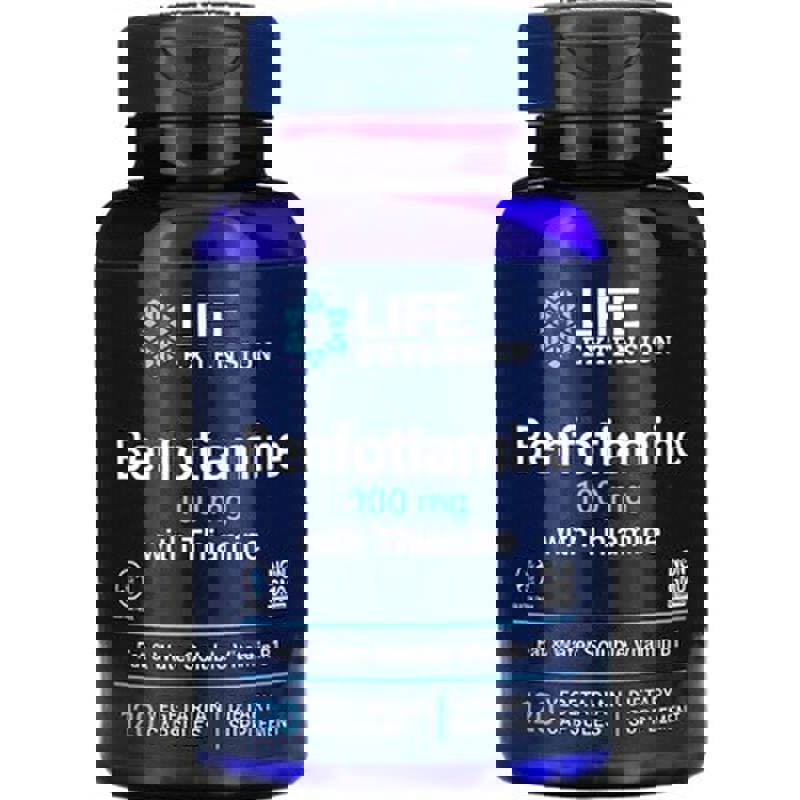 Life Extension Benfotiamine with Thiamine Fat & Water Soluble Vitamin B1 Healthy Metabolism 120 Caps