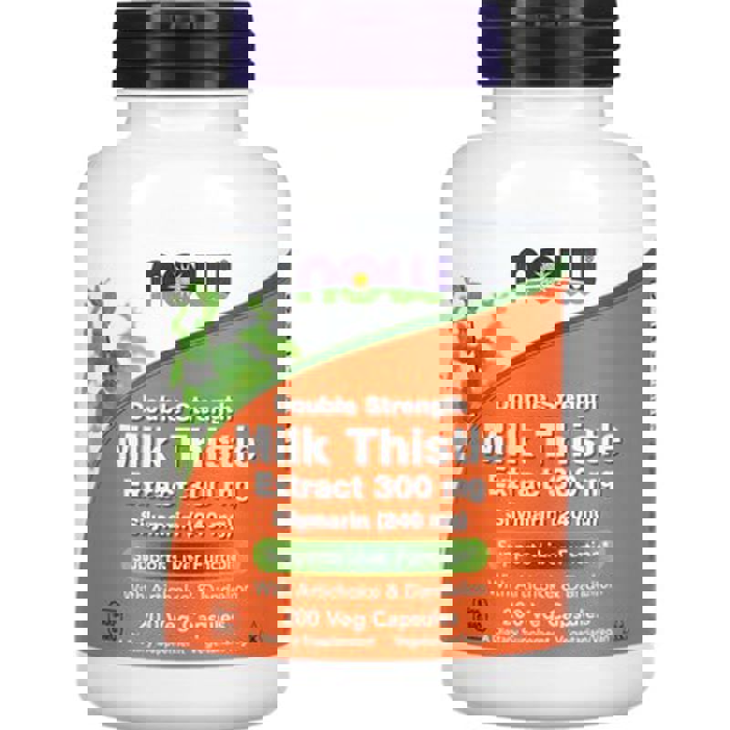NOW Foods Supplements, Silymarin Milk Thistle Extract 300 mg with Artichoke and Dandelion, Double Strength, Supports Liver Function*, 200 Veg Caps
