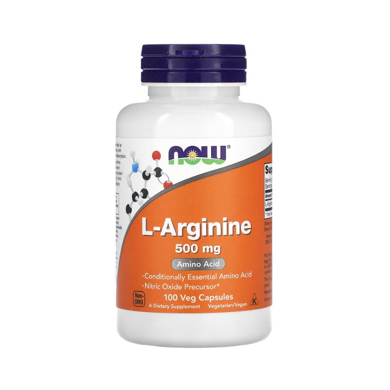 NOW Foods Supplements L-Arginine(Arjinin) 500 mg Nitric Oxide Precursor Amino Acid, 100 Veg Capsules