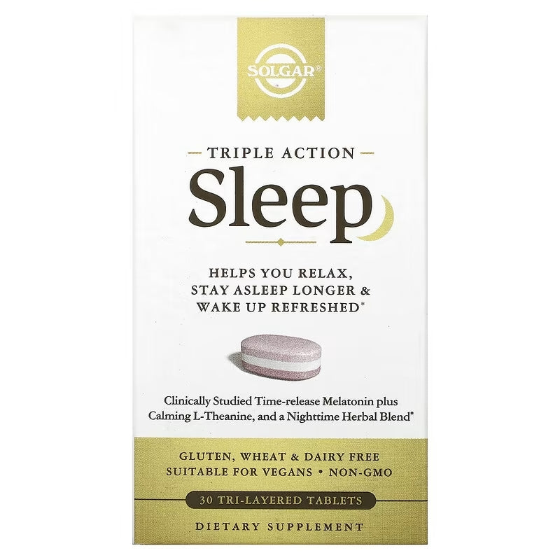 Solgar Sleep Triple action Melatonin + L-Theanine + Valerian Root Melissa Extract 30 Tablet