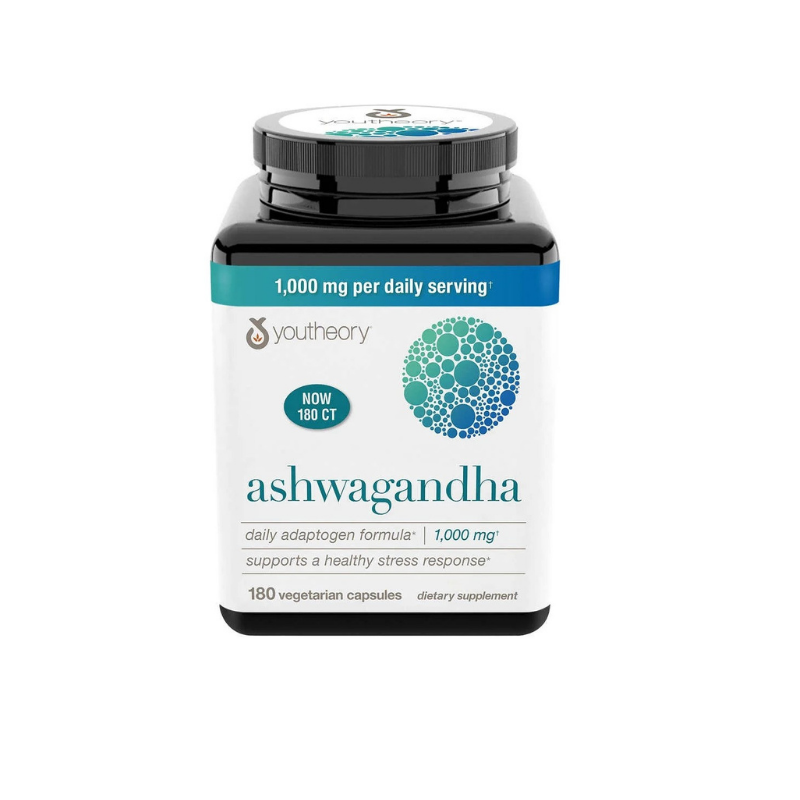 Youtheory Organic Ashwagandha 180 Vegetarian Capsul - 1000 mg