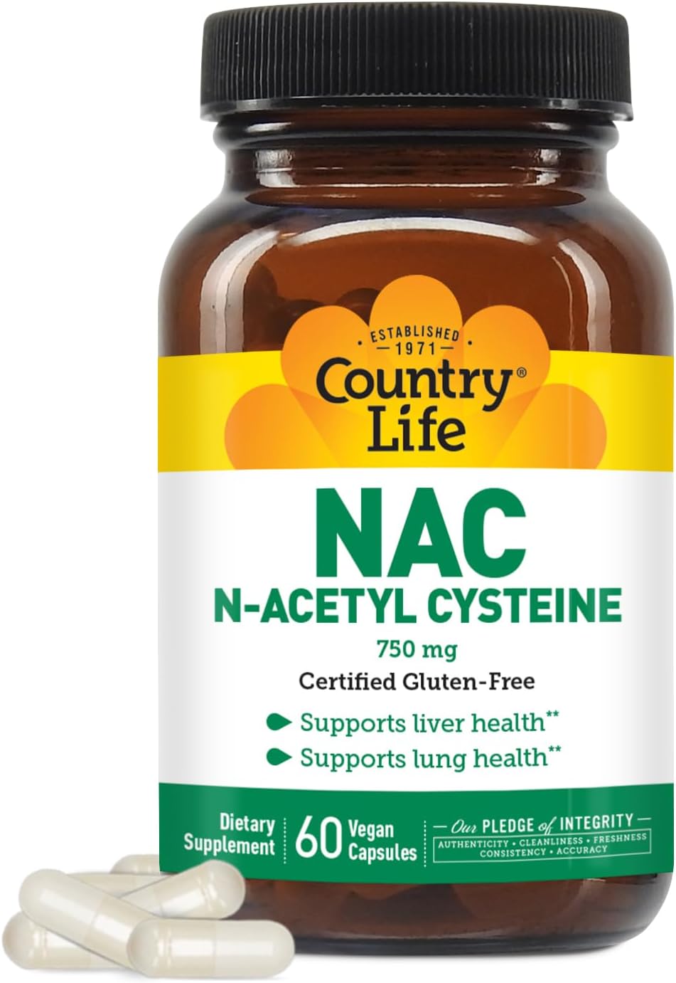 Country Life NAC N-Asetil Sistein 750 mg, 60 Vegan Kapsül