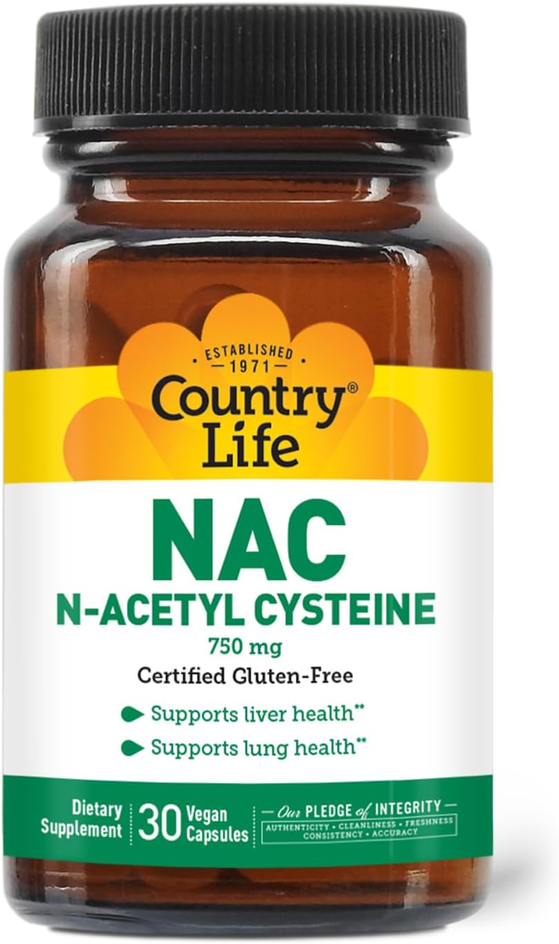Country Life NAC N-Asetil Sistein 750 mg, 30 Vegan Kapsül