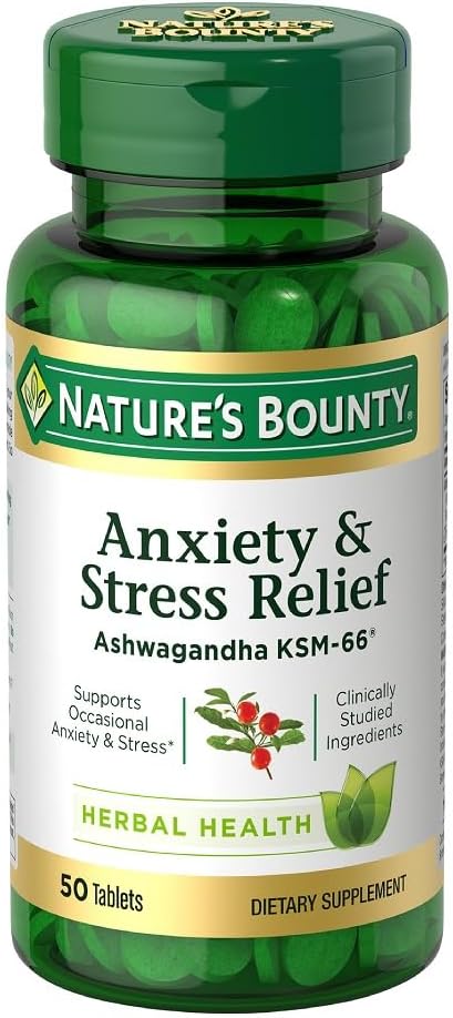 Nature's Bounty, Anxiety & Stress Relief, Ashwagandha KSM66 50 Tablets