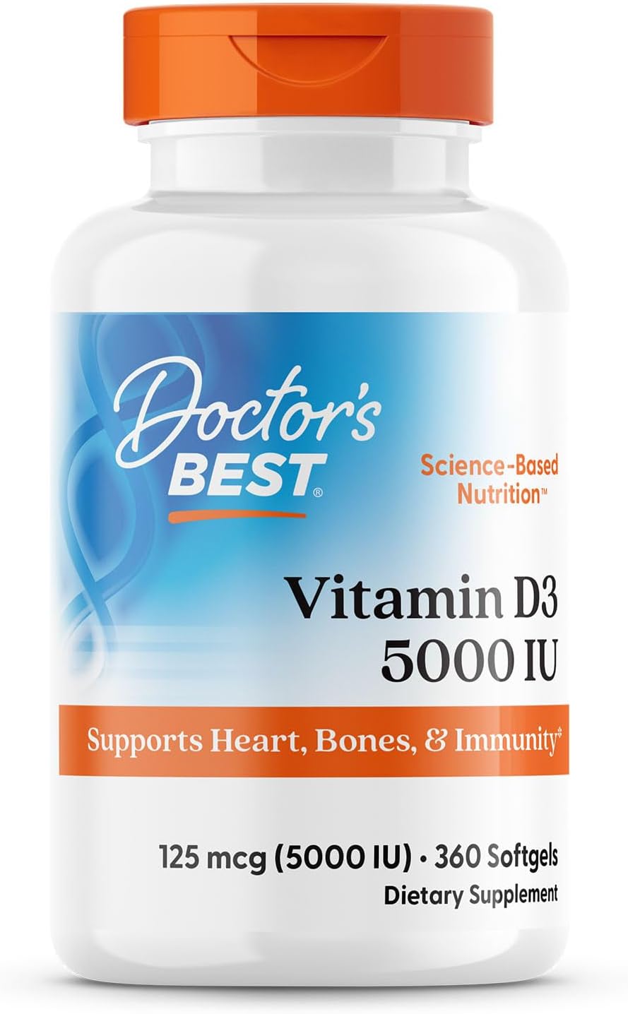 Doctor's Best Vitamin D3 5000 IU Men & Women - Vitamin D Immune System 360 Softgels