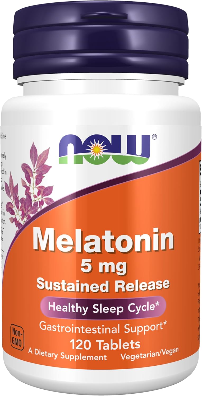 NOW Foods Supplements, Melatonin 5 mg, Sustained Release, Formulated for a 4-Hour Release Period, 120 Tablet