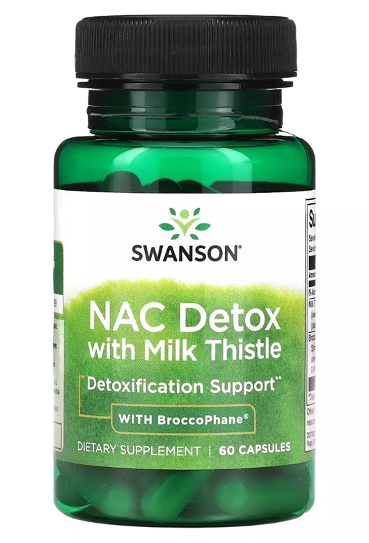 Swanson, Nac Detox With Milk Thistle With Broccophane, 60 Kaps