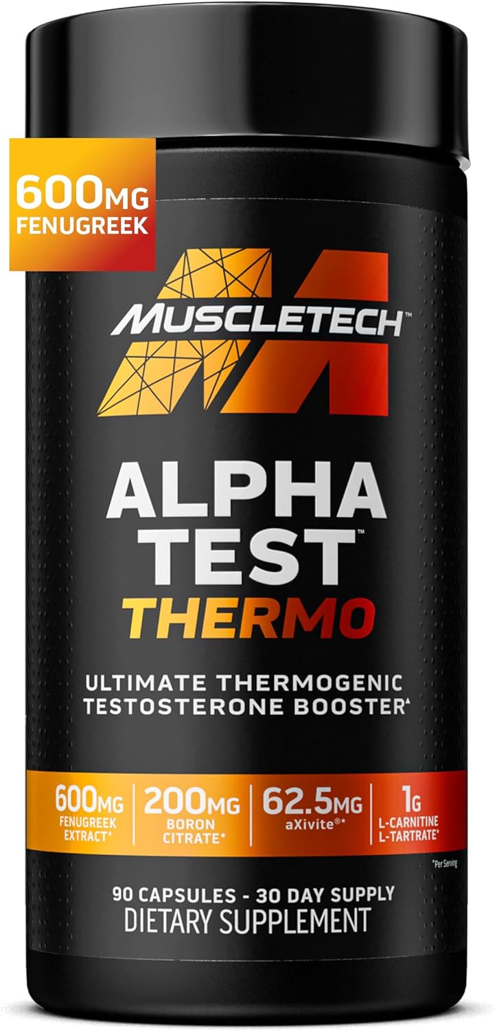 MuscleTech Thermogenic Testosterone Booster for Men AlphaTest Thermo Tribulus Terrestris 90 Caps