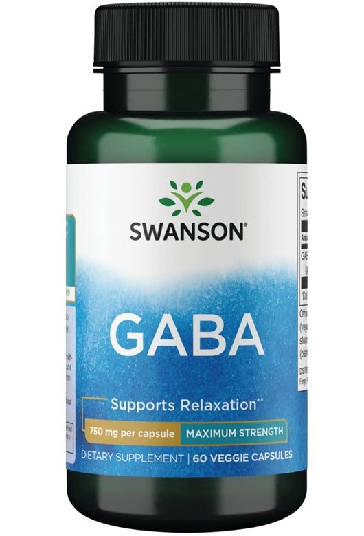 Swanson GABA Maximum Strength 750 mg 60 Veggie Strength